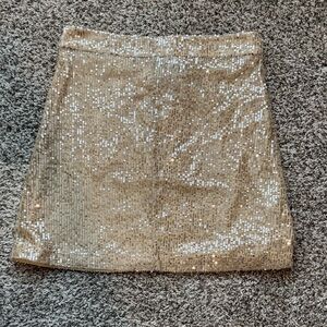 French Connection Gold Sequin Mini Skirt